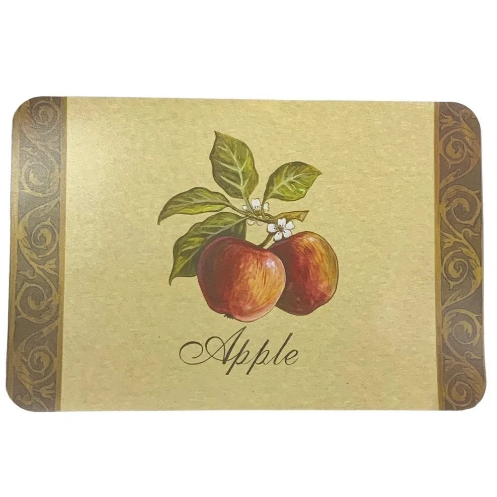 Heirloom Apple Pear Placemats Fruit Reversible Wipe Clean Multicolor 4 Piece Set